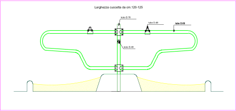 Larghezza cuccetta da cm.120-125 tubo D.60 tubo D.60 tubo D.76 tubo D.48 tubo D.48